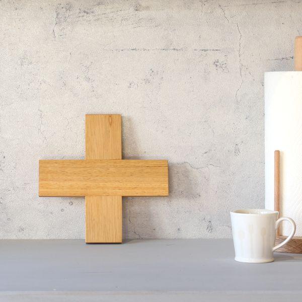 鍋敷き ＋ クロス型 メラウィス材｜おしゃれ 北欧 プラス型 木製 トリベット なべしき 無垢 キャ...