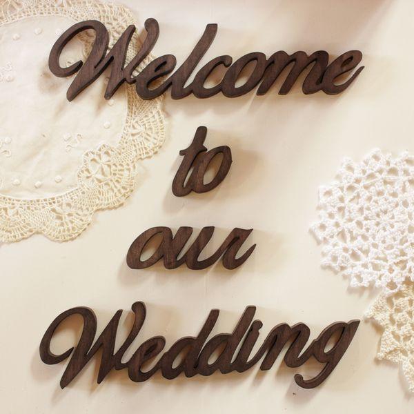 アルファベット レター 筆記体『Welcome to our Wedding』｜木製 ウッドレター ...
