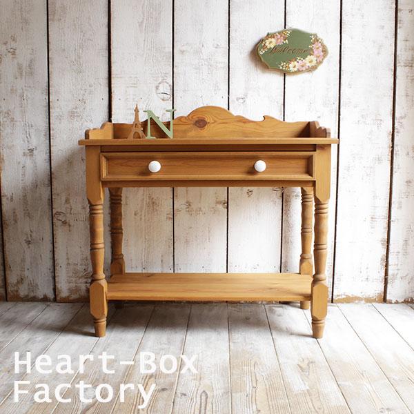 アンティーク調 カウンターデスク｜パイン材 カウンター テーブル リビングボード 引き出し付き ろく...