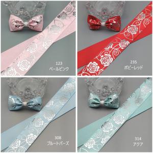 ローズ柄 薔薇 バラ 箔押し サテンリボン シ...の詳細画像2
