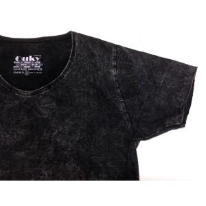 OUKY オーキー Tシャツ VINTAGE WASHED ヴィンテージ加工 コットン100% 黒｜heart-in
