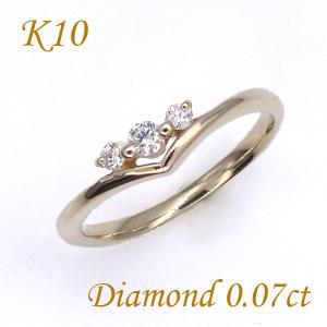 ピンキーリング ダイヤモンド リング 指輪 ゴールド K10 10金 日本製 0.07ct　ha3-2354k10yg-da｜heart-of-jewelry