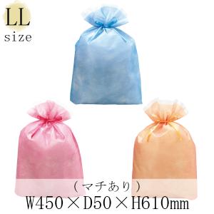 ラッピング ギフト袋 巾着バッグ シンテックス マチ付 LLサイズ 1枚入 ブルー ピンク イエロー ラッピング用品 ラッピング材 記念日｜heart-supply