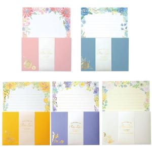 レターセット ポライトレター グリタリングフラワー 花 / バレない梱包 文通 ペンフレンド お祝い メッセージ 記念日 ウェディング 結婚式