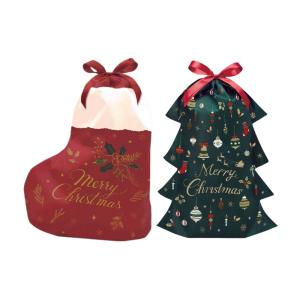 Xmas 巾着バッグ ダイカット Lサイズ クリスマスソックス CD-020 ツリー CD-024