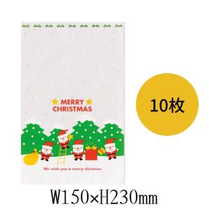 業務用 Xmas 平袋 ミニサンタ OPP ギフトバッグ 150×230 XMS-03 10枚セット リボン別売り｜heart-supply