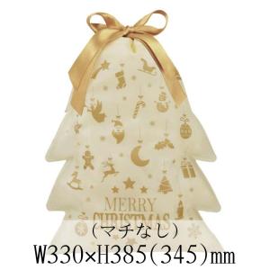 業務用 Xmas 巾着バッグ ツリー型 不織布 ホワイト 1枚入 4542804109610 バラ売り 28-139-8-1｜heart-supply