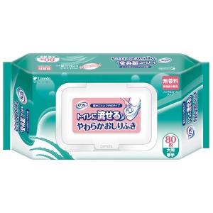 おしり拭き リフレ トイレに流せるやわらか おしりふき フタ付 / 92104 80枚 からだふき お尻拭き ウェットティッシュ【返品不可】 / 801106｜heartcare