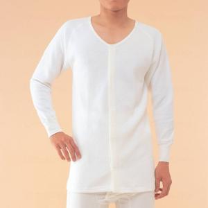 介護用品 福祉 介護衣料 肌着 長袖 男性用 綿100％ 綿キルト紳士用前開き長袖