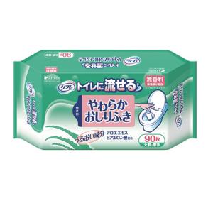 おしりふき 流せる 大人 介護 介護用品 おしり拭き リフレ トイレに流せるやわらかおしりふき / 92078 90枚入【返品不可】 / 801098｜heartcare