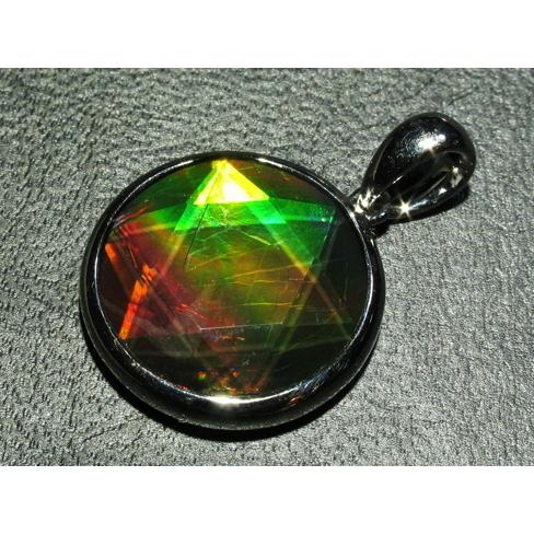 アンモライト 六芒星ペンダント ammolite ペンダント ネックレス 六芒星 アンモナイト 化石...