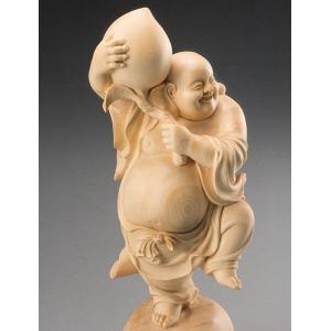 楠 どっしりとした木彫りの布袋 53cm 置物 布袋様 : 仏像と縁起物の