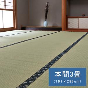 国産 い草 ござ 和室 畳 上敷き カーペット 敷物 糸引織 本間 3畳 (約191×286cm) 梅 花 お手入れ簡単 夏 抗菌 防臭 調湿 消臭 空気清浄 汚れにくい