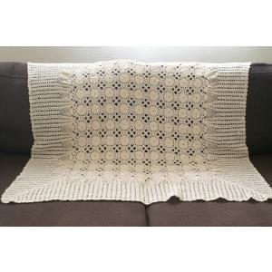 クロシェマルチカバー 140×200 手編みレース ベットカバー ソファ