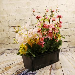 桃の花 胡蝶蘭 菜の花 ウッド アレンジメント...の詳細画像4