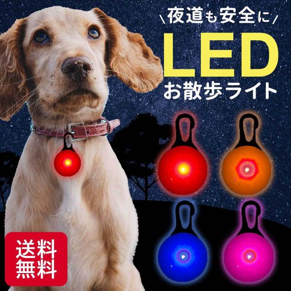 犬 散歩 ライト 光る LED ペンダント 首輪 夜間 ペット 防水 セーフティ 目立つ 事故防止