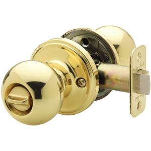 Copper Creek　ドア・ノブ　Polished Brass Ball Knob　（ロック式）　取っ手交換用ノブ・艶のある真鍮仕上げ｜heartlandtrading