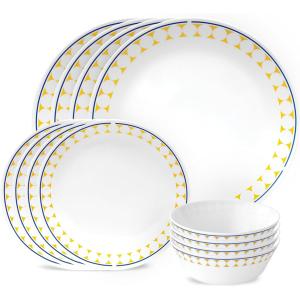 Corelle コレール　ディナーウェアー12点セット　MilkGlass Harmony｜heartlandtrading