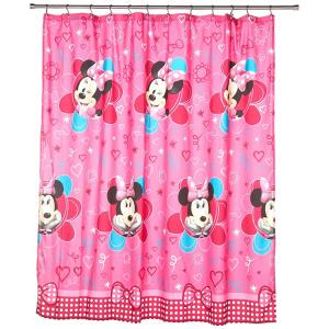 Disney ディズニー　ミニー・マウス Fucshia Heartsシャワーカーテン　約180×180cm｜heartlandtrading