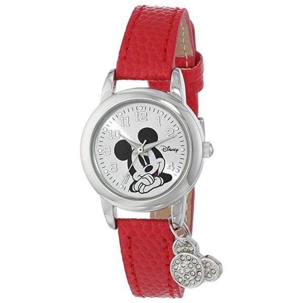 Disney ディズニー　ミッキー・マウス 女性用腕時計　（赤）　レザー・バンド