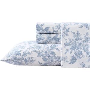 【キング】　Laura Ashley ローラ アシュレイ　Vanessa シーツ・セット　（ブルー）　フラットシーツ1枚＆ボックスシーツ１枚＆枕カバー2枚｜heartlandtrading