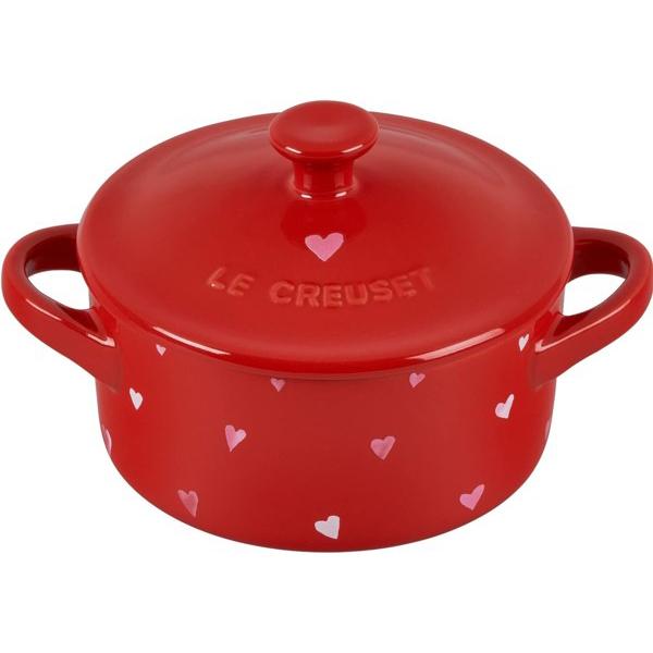 【限定品】　Le Creuset ル・クルーゼ　ハートのアップリケ 240cc陶器製ミニ・ラウンドコ...