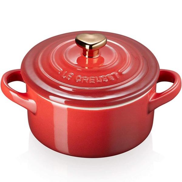 【限定品】　Le Creuset ル・クルーゼ　ゴールド・ハート型ノブ 240cc陶器製ミニ・ラウン...