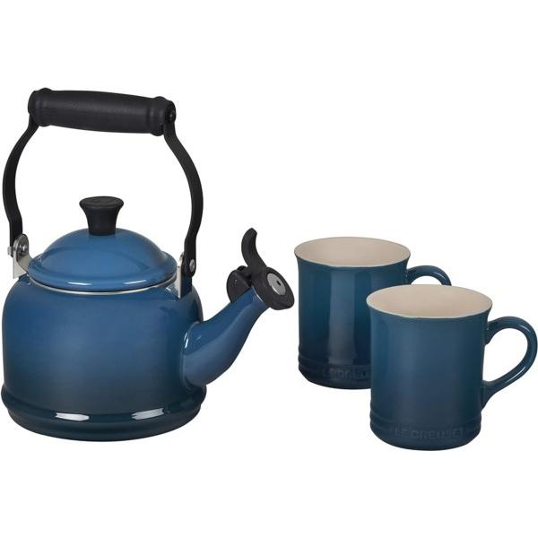 Le Creuset ル・クルーゼ　 笛吹デミケトル＆マグカップ2個セット　(ディープティール)