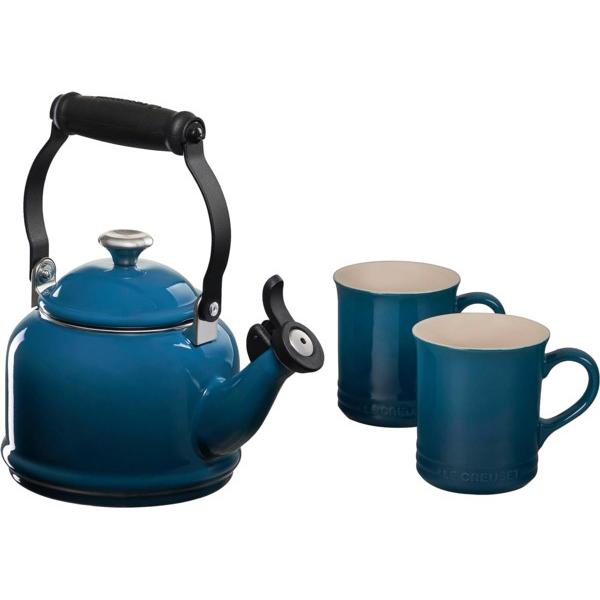 Le Creuset ル・クルーゼ　 笛吹デミケトル＆マグカップ2個セット　(ディープティール)　ス...