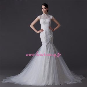 結婚式ボレロ ハイネック長袖 前くるみボタン留め 花柄レース P028