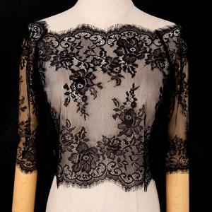 結婚式ボレロ ボートネック透明花柄レースボレロ 7分袖