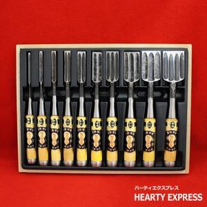 秀丸 ☆ 追入 鑿 平 ６本セット ３分 ４分 のみ ノミ 彫刻 大工道具 鉋 播州三木 大内鑿 追入鑿 芯持樫柄 10本組 桐箱入 大工道具 のみ ノミ