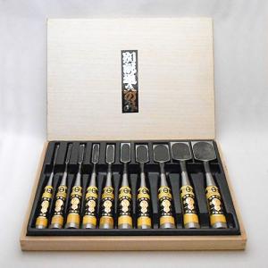 岩崎のみ ハイス鋼 追入鑿 10本組 白樫柄 一枚裏 鑿 セット : ハーティ