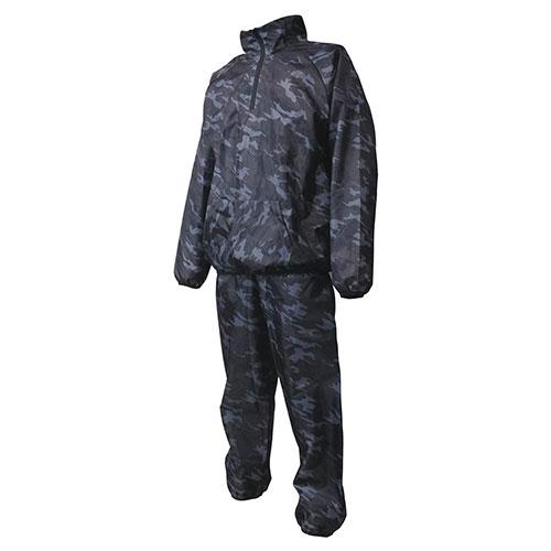 ケイワーク 立ち襟上下組迷彩ヤッケ W-350 迷彩グレー LLサイズ フード無し 上下セット K-...