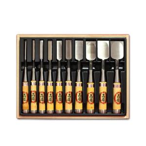 播州三木 大内鑿 追入鑿 芯持樫柄 10本組 桐箱入 大工道具 のみ ノミ