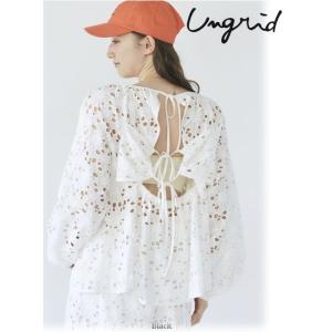 (期間限定20%OFF) Ungrid /アングリッド  カットワークレースボリュームブラウス  24春夏 112410428101 24sp｜hearty-select