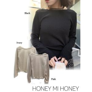 Honey mi Honey / ハニーミーハニー frill neck lib tops 19秋冬. 20S-VG-03 カットソーレディース セール60%OFF｜hearty-select