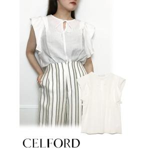 CELFORD（セルフォード） (12%OFF) フリルパールネックロングジレ 24