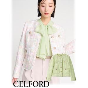 新品CELFORDセルフォード　ファー襟付きツイードショートコート CELFORD（セルフォード） (最終セール30%OFF&300円OFF) ファー襟付き