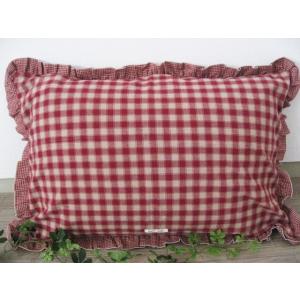 カントリーチェック★フリル付き枕カバー(63ｘ43cm)エンジ