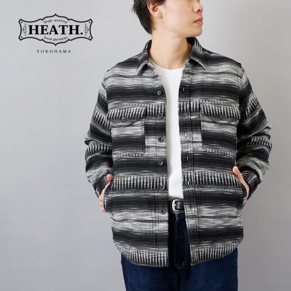 ジャカード シャツジャケット 日本製 メンズ アウター ネイティブ柄 モノトーン 羽織り 厚手 焼き...