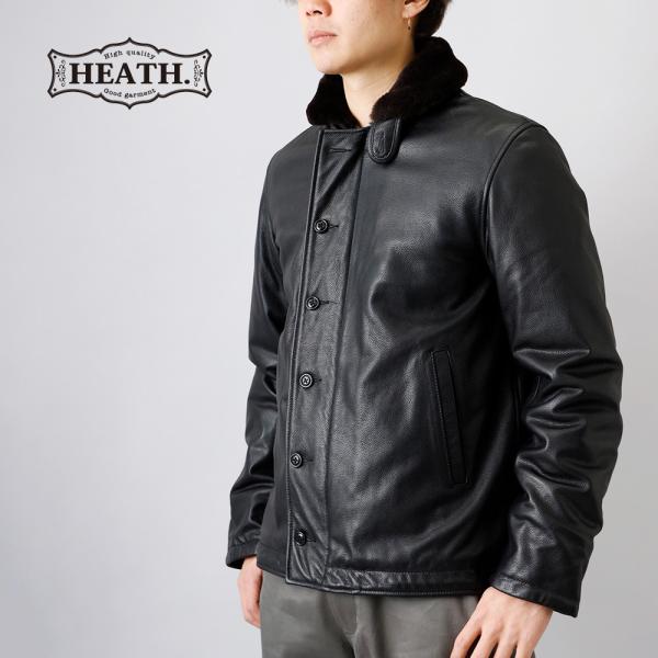 N-1 レザー デッキジャケット メンズ アウター ミリタリージャケット 日本製 タイト 米軍 U....