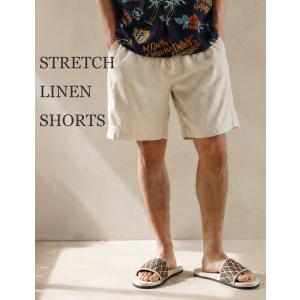 ハーフパンツ メンズ 夏 麻 ストレッチ 通気性 涼しい BLUEPORT M-XL
