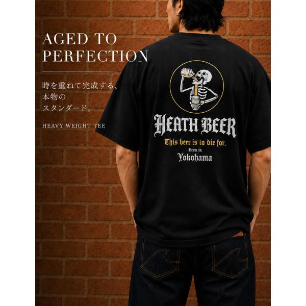 Tシャツ メンズ 半袖 ヘビーウェイト 7.4oz コットン100% 丸胴 バックプリント スカル ...