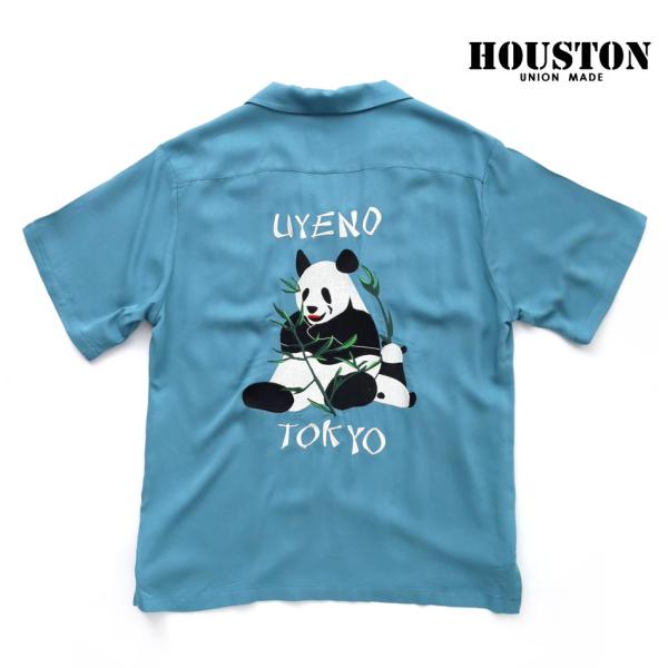 シャツ メンズ スカジャン 刺繍 半袖シャツ HOUSTON ヒューストン ミリタリー パンダ