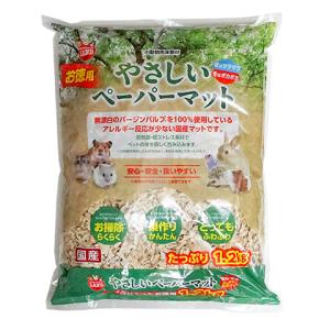 やさしいペーパーマット 1.2kg/床材 チップ 敷材 低アレルギー ハムスター うさぎ モルモット ハリネズミ リス モモンガ デグー チンチラ MARUMAN マルカン｜小動物専門店ヘヴン ヤフー店