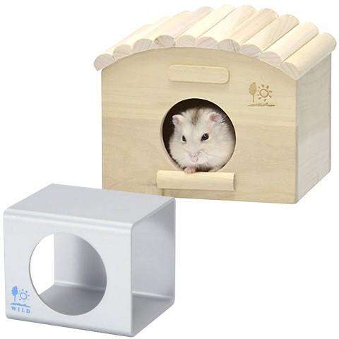 「ひんやり涼感キューブＭ」と「広葉樹ハウス(丸太屋根)」のセット/夏 ひんやり クール アルミ 寝床...