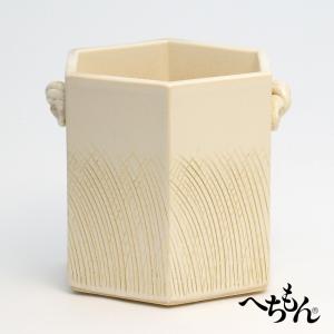 【送料無料】【信楽焼】へちもん チタン　六角植木鉢 (大)｜hechimon-shop