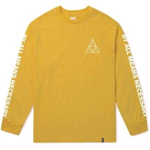 HUF Essentials Triple Triangle L/S T-Shirt Mineral Yellow S Tシャツ 送料無料｜hectarz-com