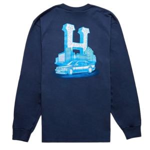 HUF Downtown L/S T-Shirt Navy M Tシャツ 送料無料